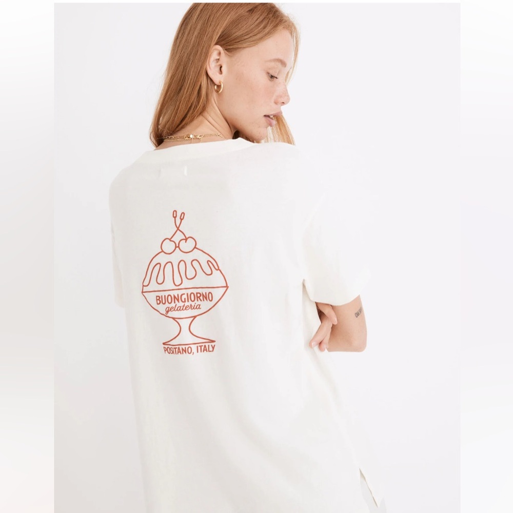 MADEWELL Buongiorno Gelateria Softfade Cotton Oversized Tee - Size XS - Picture 3 of 6